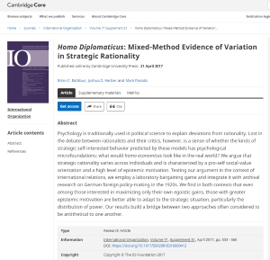 Homo Diplomaticus: Mixed-Method Evidence of Variations in Strategic Rationality article page picture